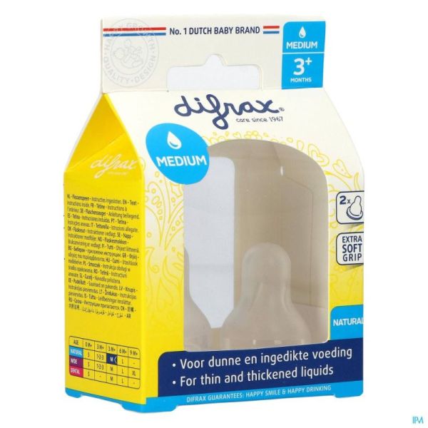 Difrax Tétine Natural Medium 672 2 Pièces