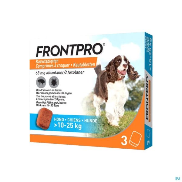 Frontpro 68mg Chiens de 10-25kg 3 Comprimés à Croquer