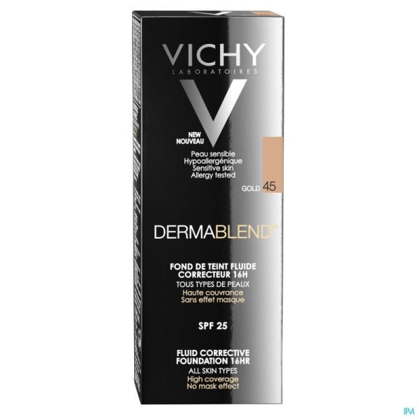 Vichy Dermablend Fond de teintée Fluide Correcteur 45 Gold