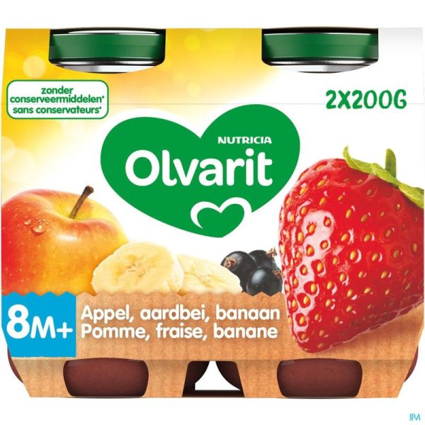 Olvarit Pomme Fraise Banane 8m60 2x200 G