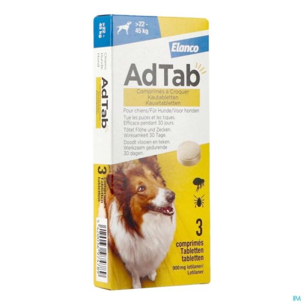 Adtab 900mg Chien >22kg-45kg Comprimés A Croquer 3
