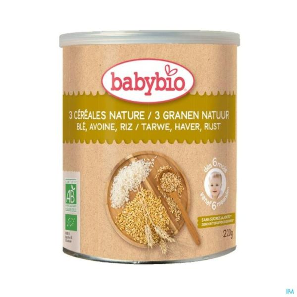 Babybio 3 Cereales Nature 6m 220g