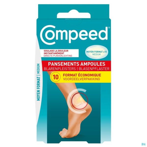 Compeed Pansement Ampoules Moyen Format 10 Pièces