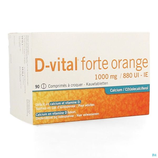 D Vital Forte Orange 1000mg/880ui Comprimés Croq. 90