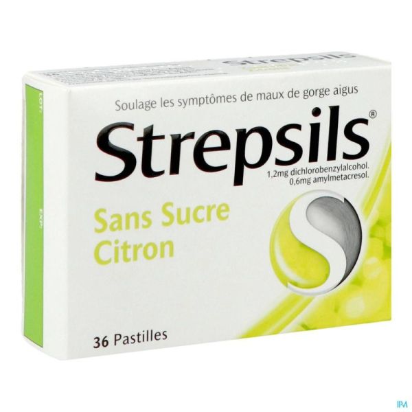 Strepsils Citron S Sucre 36 Comprimés A Sucer
