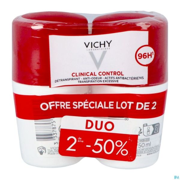 Vichy Déodorant Fort Roll-On 96h Clinical Control Duo 50ml 2e-50%