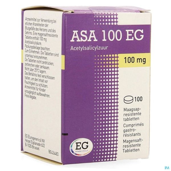 Asa 100 Eg 100mg Comprimés Gastroresist. 100 Pot