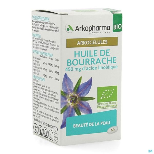Arkogelules Huile Bourrache Bio Gélules 60