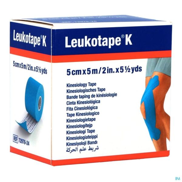 Leukotape K Bande Adh Elast Bleu Clair 5cmx5m 1