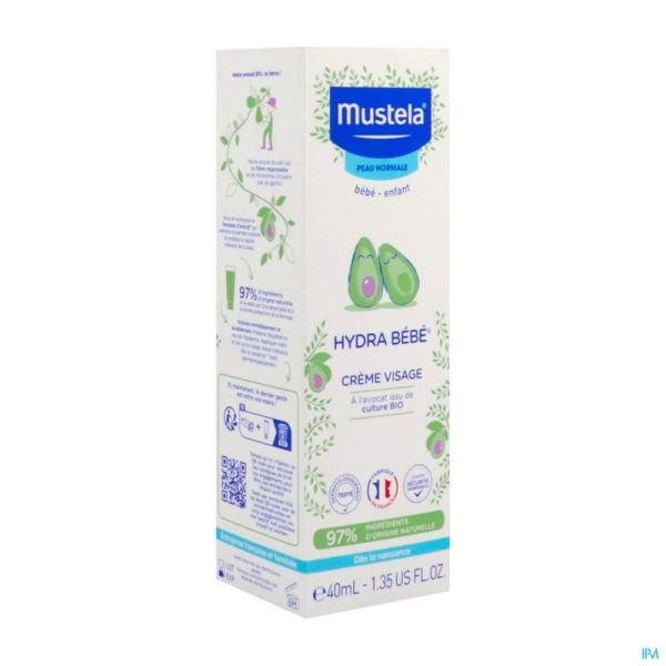 Mustela Bb Hydra Crème Visage Peau Sèche Tube 40ml