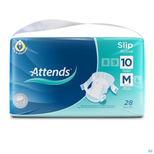 Attends Slips Active 10 Med 28 Pièce