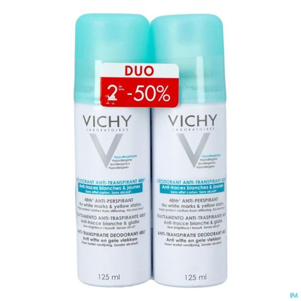 Vichy Déodorant Anti Traces Aérosol Duopack 2x125ml