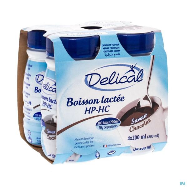 Delical Boisson Lact Hp-hc Chocolat 4x20