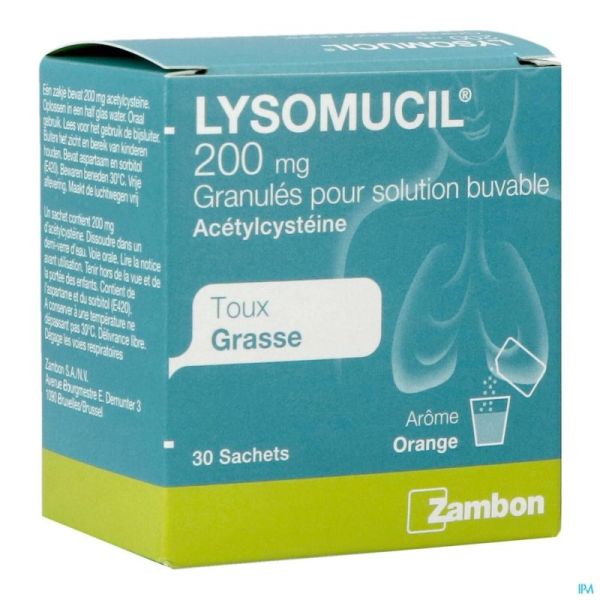 Lysomucil 30 Sachets 200 Mg S Sucre 
