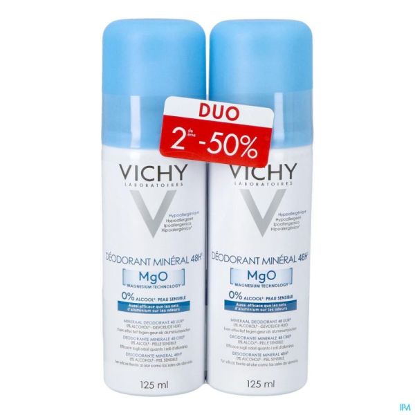 Vichy Déodorant Minéral 48h Aérosol Duopack 2x125ml