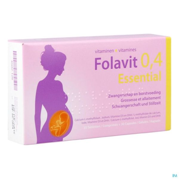 Folavit 0,4mg Essential Comprimés 30 + Gélules 30 