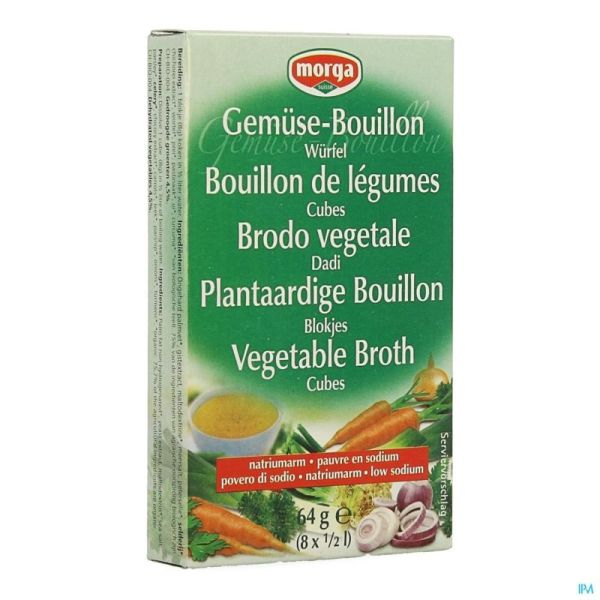 Morga Bouillon Cubes S/sel Bio 8x8g Revogan