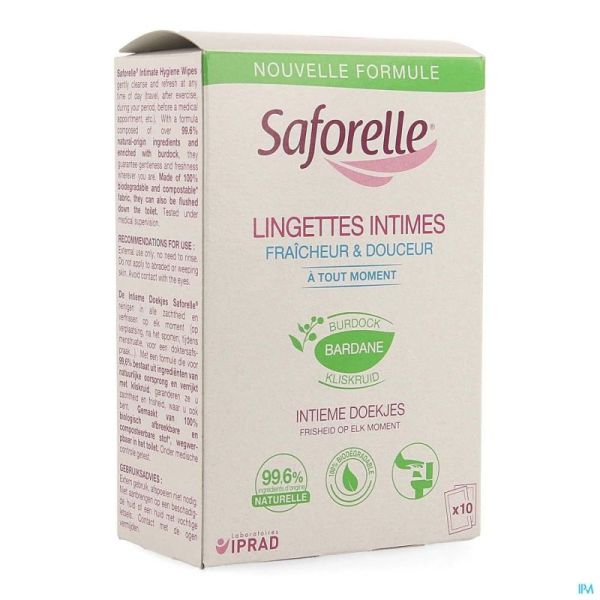 Saforelle Lingettes Flushable 10 Lingettes