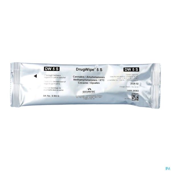 Drugwipe 5s Test Saliva Amp/coc/mamp/mdma/opi/thc