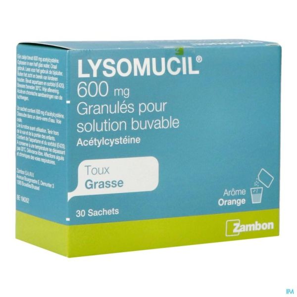 Lysomucil 30 Sachets 600 Mg S Sucre