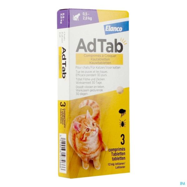 Adtab 12mg Chat >0,5kg-2kg Comprimés A Croquer 3