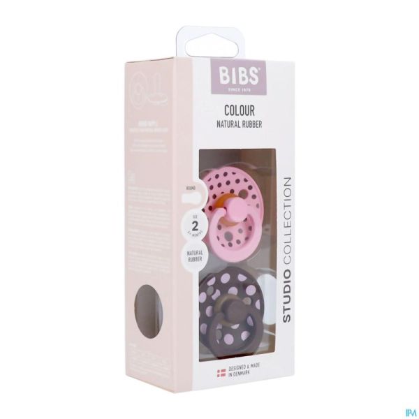 Bibs 2 Sucette Studio Duo Polka Mocha/pink