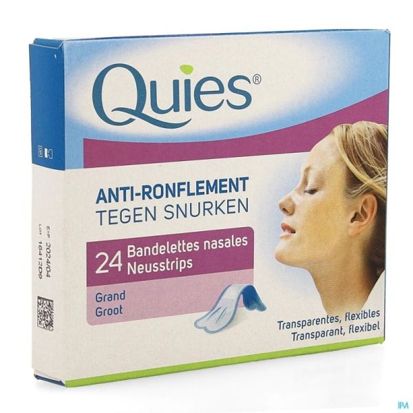 Quies Anti-Ronflement Bandelettes Nasales Grand Modèle 24 Strips