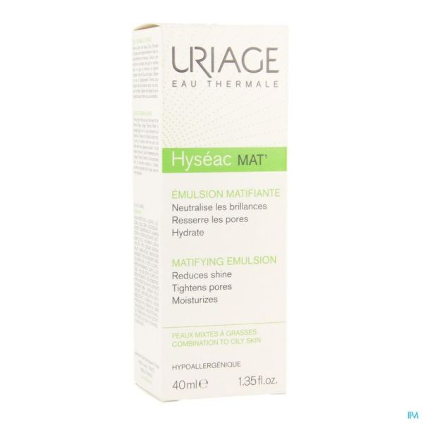 Uriage Hyseac Mat Gel Crème Peaux Grasses 40 Ml