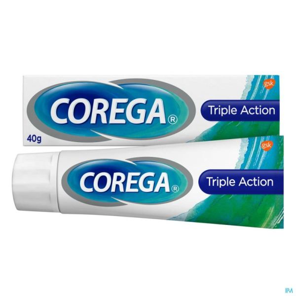 Corega Triple Active Crème Adhésive Prothèse Dentaire 40g