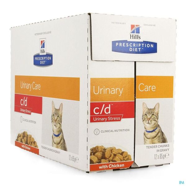 Hills Prescription Diet CD Chat Urinary Stress Poulet Pâtée 12x85gr