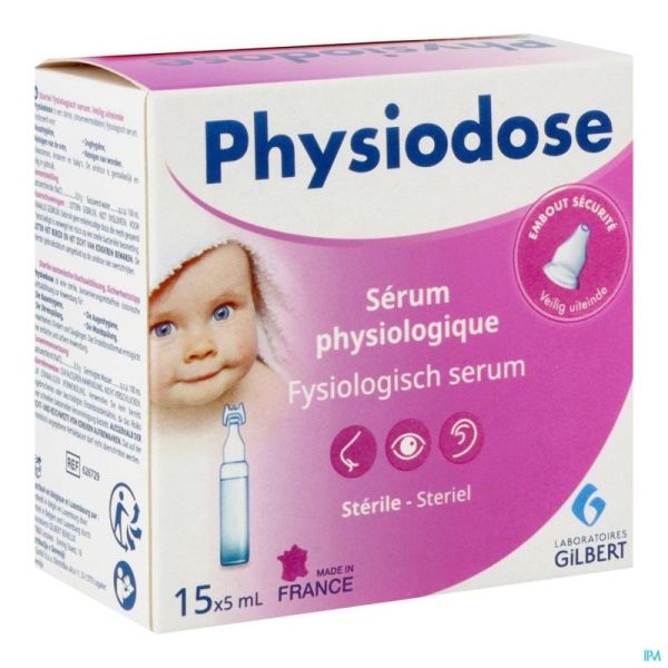 Physiodose Sérum Physiologique 0,9 % 15 x 5 Ml