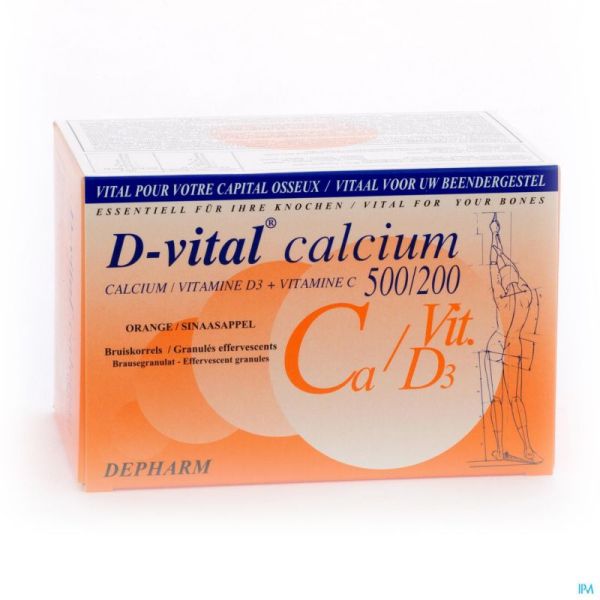 D-vital Calcium 500/200 Orange 40 Sachets