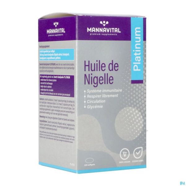 Mannavital Huile Nigelle Softgels 120