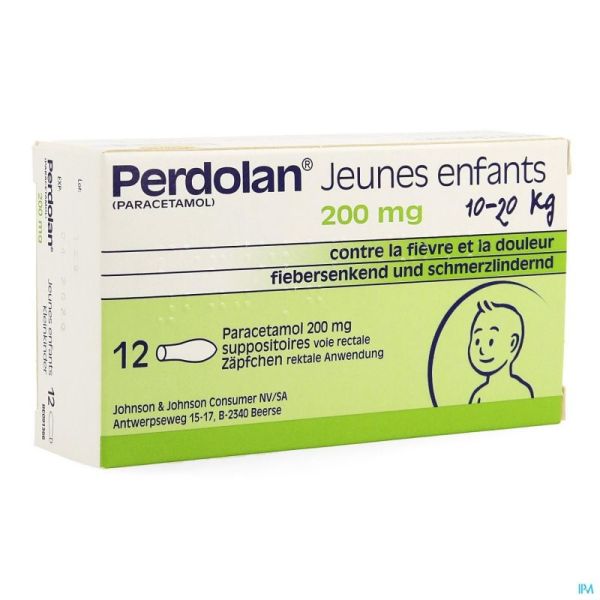 Perdolan Enfants Jeunes 12 Suppositoires 200 Mg