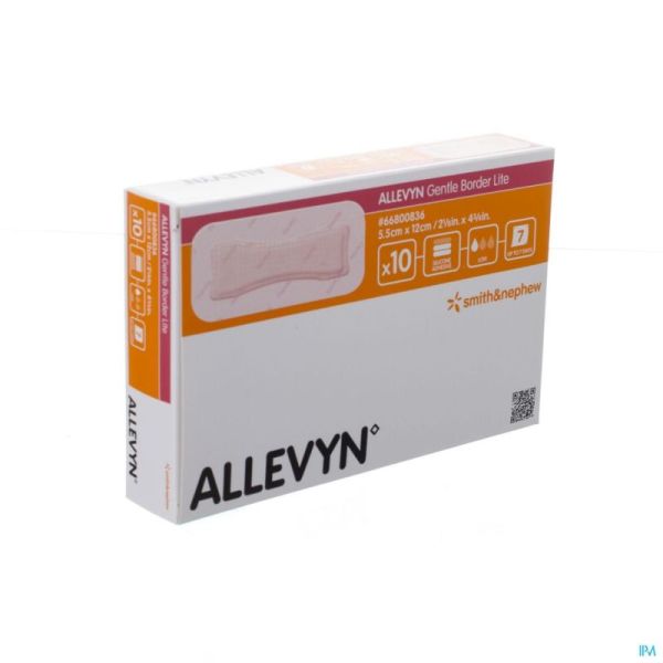 Allevyn Gentle Bord Lite 5,5x12cm 10 Pièce