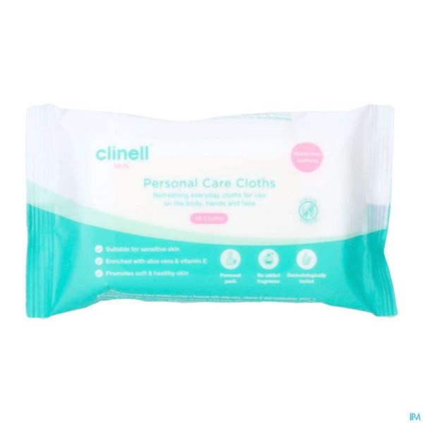 Clinell Lingettes Nettoyante Corps/visage/mains 10
