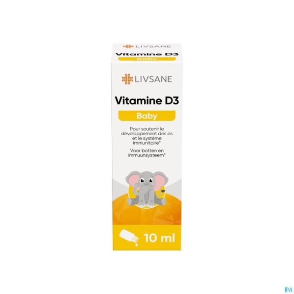 Livsane Vitamine D3 Baby 200iu/goutte 10ml