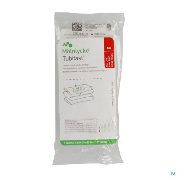 Tubifast Rouge 3,5cmx1m 2480 1 Pièce