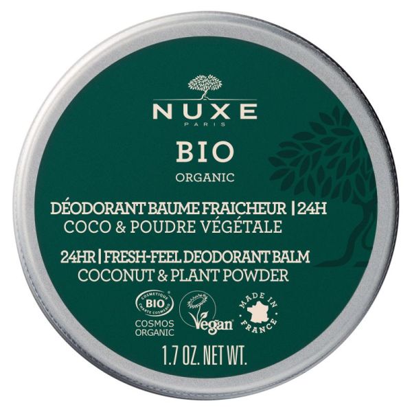 Nuxe Bio Déodorant Baume Fraicheur 24h Coco et Poudre Végétale 50g