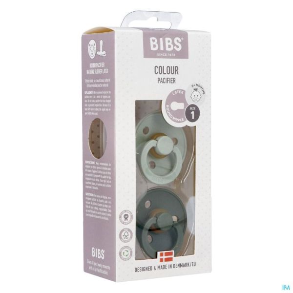 Bibs 1 Sucette Duo Sage Hunter Green 2 Sucettes