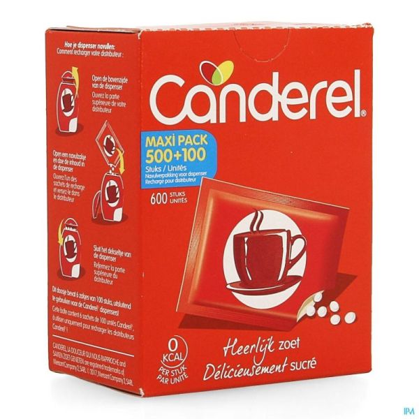 Canderel Distrib Maxi 500+100 Comprimés Recha