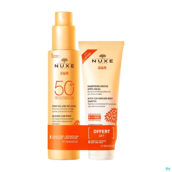 Nuxe Duo Spray Delicieux Ip50 150ml + Shampooing Douche Après Soleil 100ml Gratuit Prix Permanent