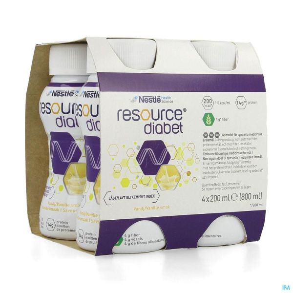 Resource Diabet Vanille 4x200 Ml