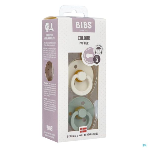 Bibs 3 Sucette Duo Sage Ivory 2 Sucettes