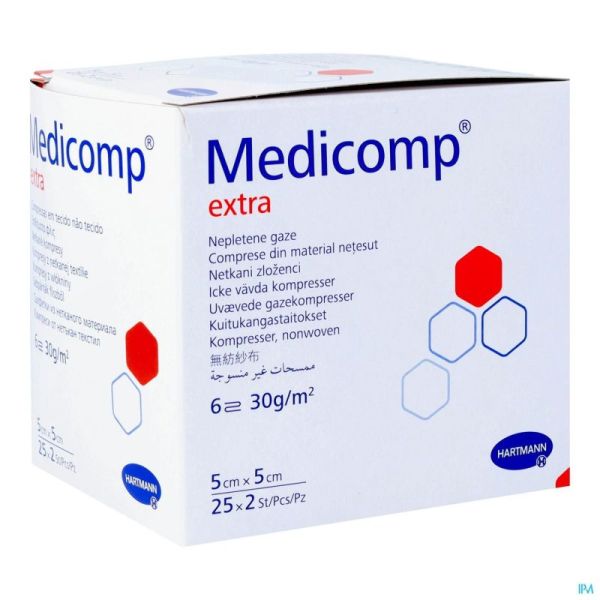 Medicomp Cp Ster Extra 6pl 5x5cm 30g 25x2