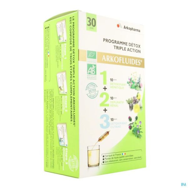 Arkofluide Programme Detox 30 Ampoules 15 Ml