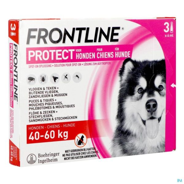 Frontline Protect Spot On pour Chien de 40 à 60kg 3 Pipettes