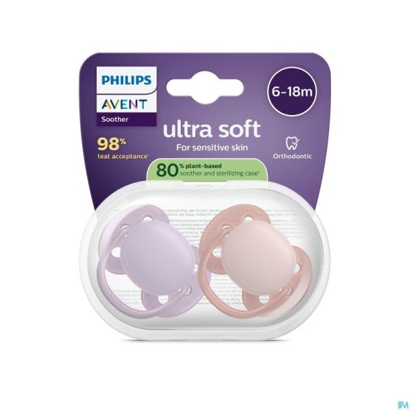 Philips Avent Sucette +6m Soft Rose/lilas 2