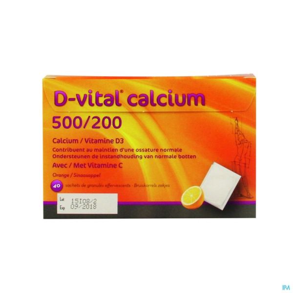 D-vital Calcium 500/200 Orange 40 Sachets