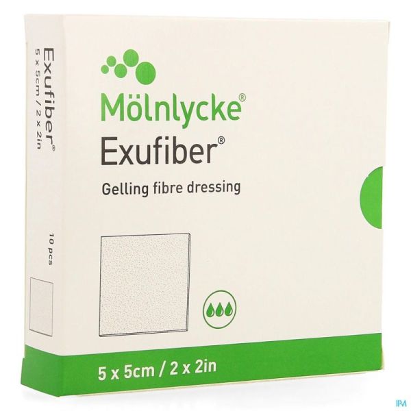 Exufiber Gelling Fibre Dressing Ster 5 X 5cm 10